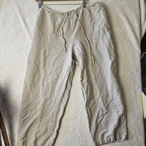 First issue pants womens 18 Linen blend caliborne light khaki pull on wide leg